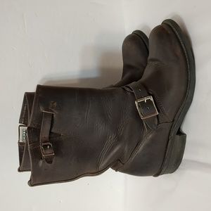 Frye Engineer Brown Leather Moto Boots